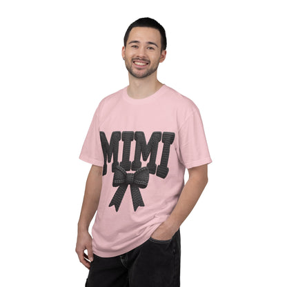 Mimi Bow T‑Shirt — Retro Varsity Lettering with Ribbon