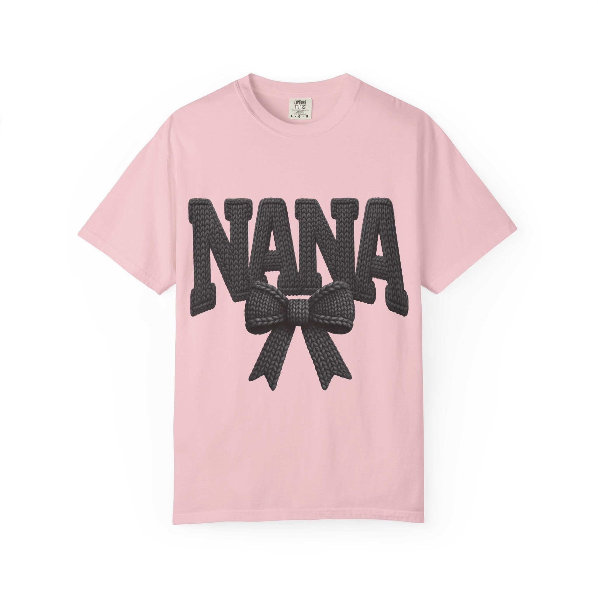 Nana Bow T-Shirt — Vintage Knit Lettering Grandma Gift
