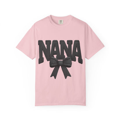 Nana Bow T-Shirt — Vintage Knit Lettering Grandma Gift