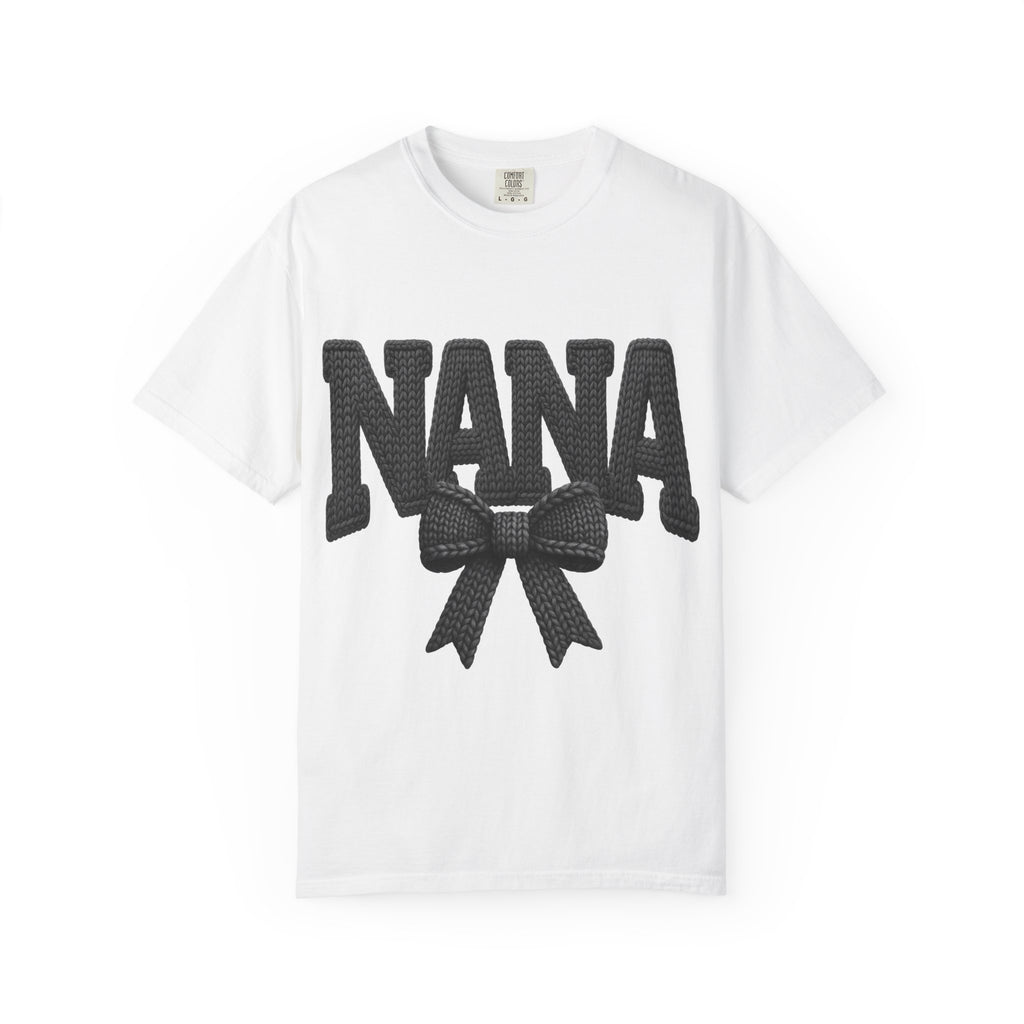 Nana Bow T-Shirt — Vintage Knit Lettering Grandma Gift