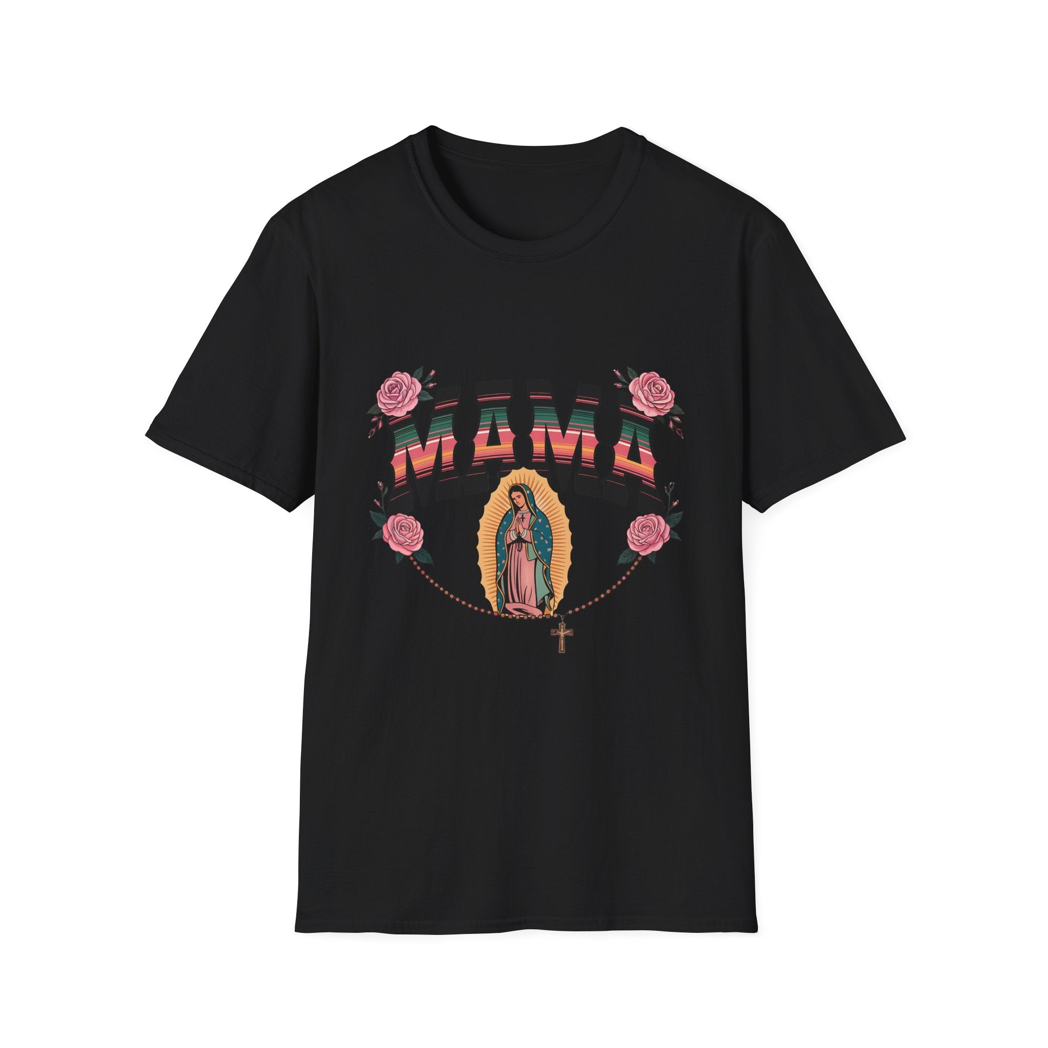 Mama Virgen de Guadalupe T-Shirt — Floral Rosary Mother's Day Tee