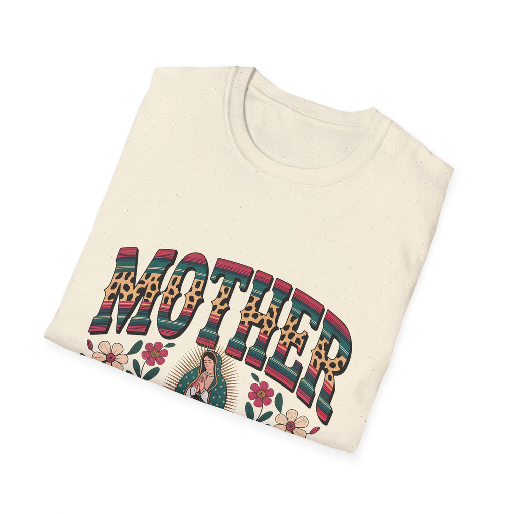 Mother Virgin Mary Floral T-Shirt — Religious Mom Gift for Mother’s Day