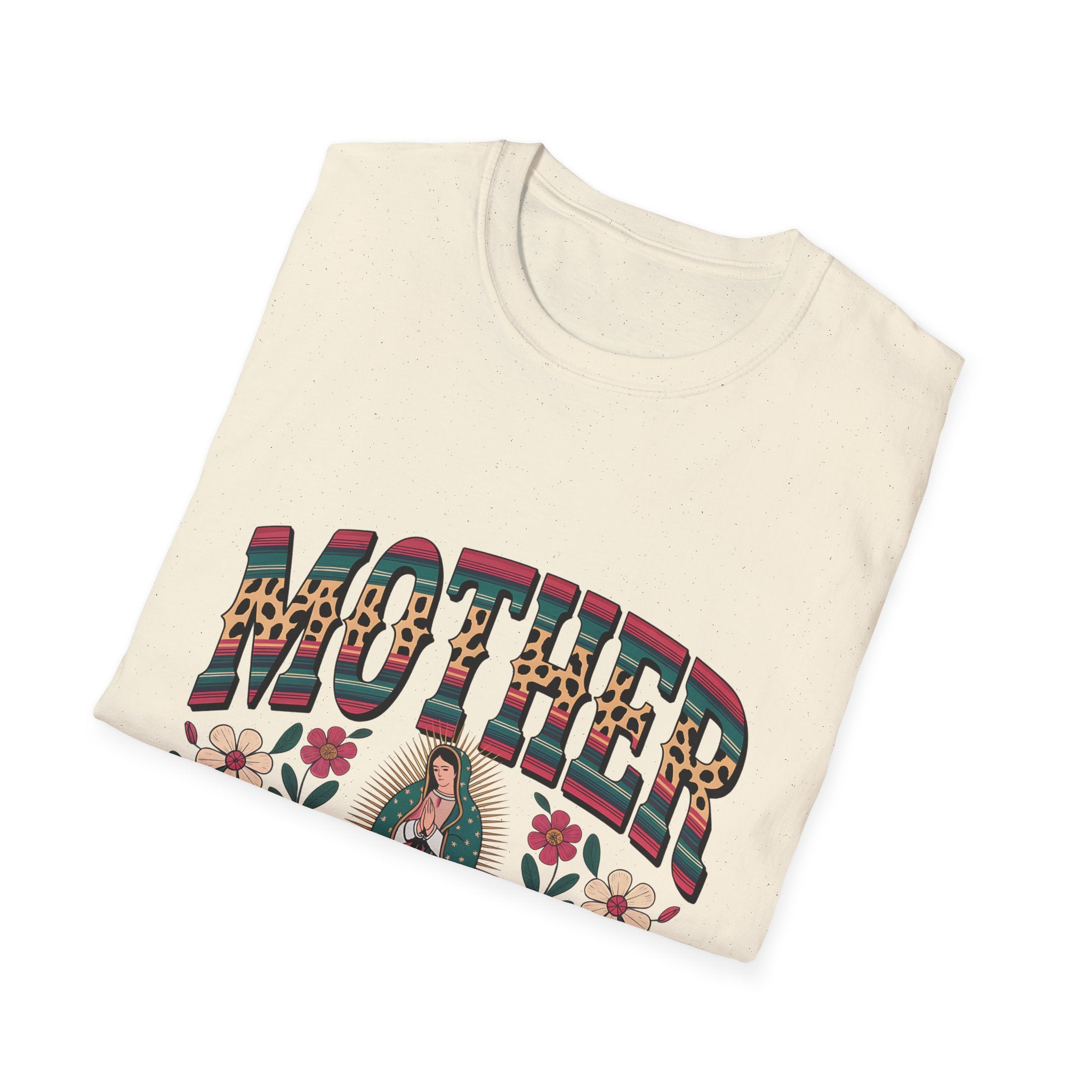 Mother Virgin Mary Floral T-Shirt — Religious Mom Gift for Mother’s Day
