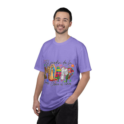 T-Shirt — "El jardín de la MAMÁ: Donde Crece el Amor" Floral &amp; Virgen de Guadalupe Design