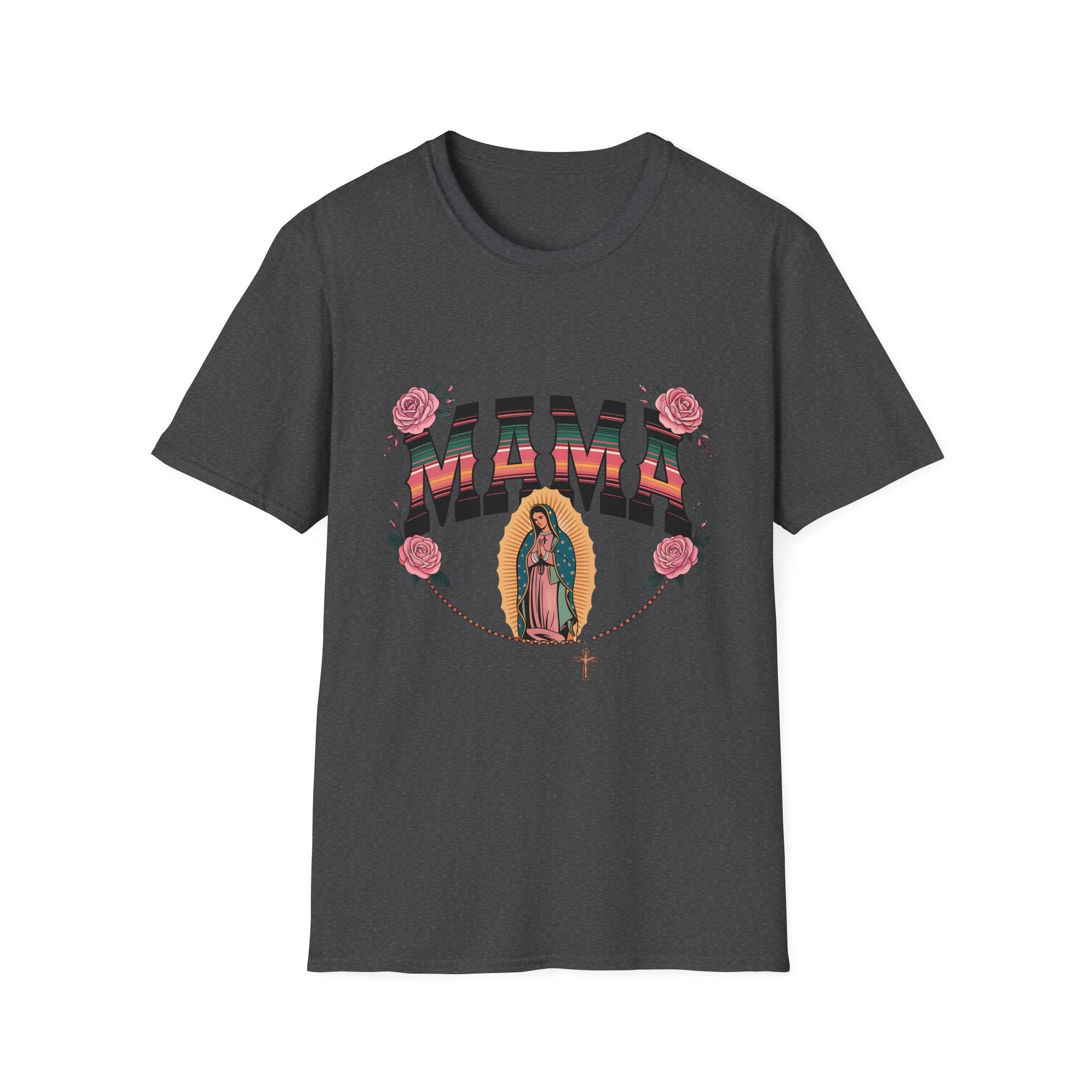 Mama Virgen de Guadalupe T-Shirt — Floral Rosary Mother's Day Tee