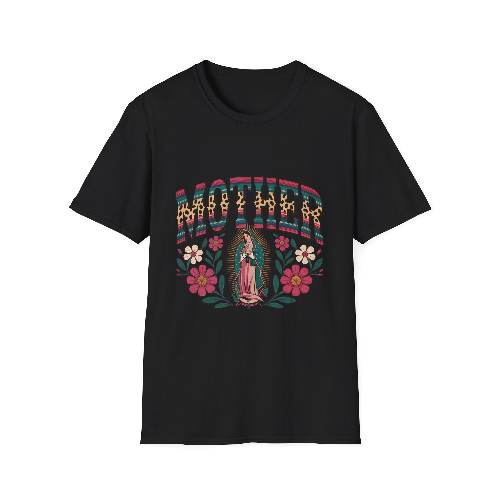 Mother Virgin Mary Floral T-Shirt — Religious Mom Gift for Mother’s Day