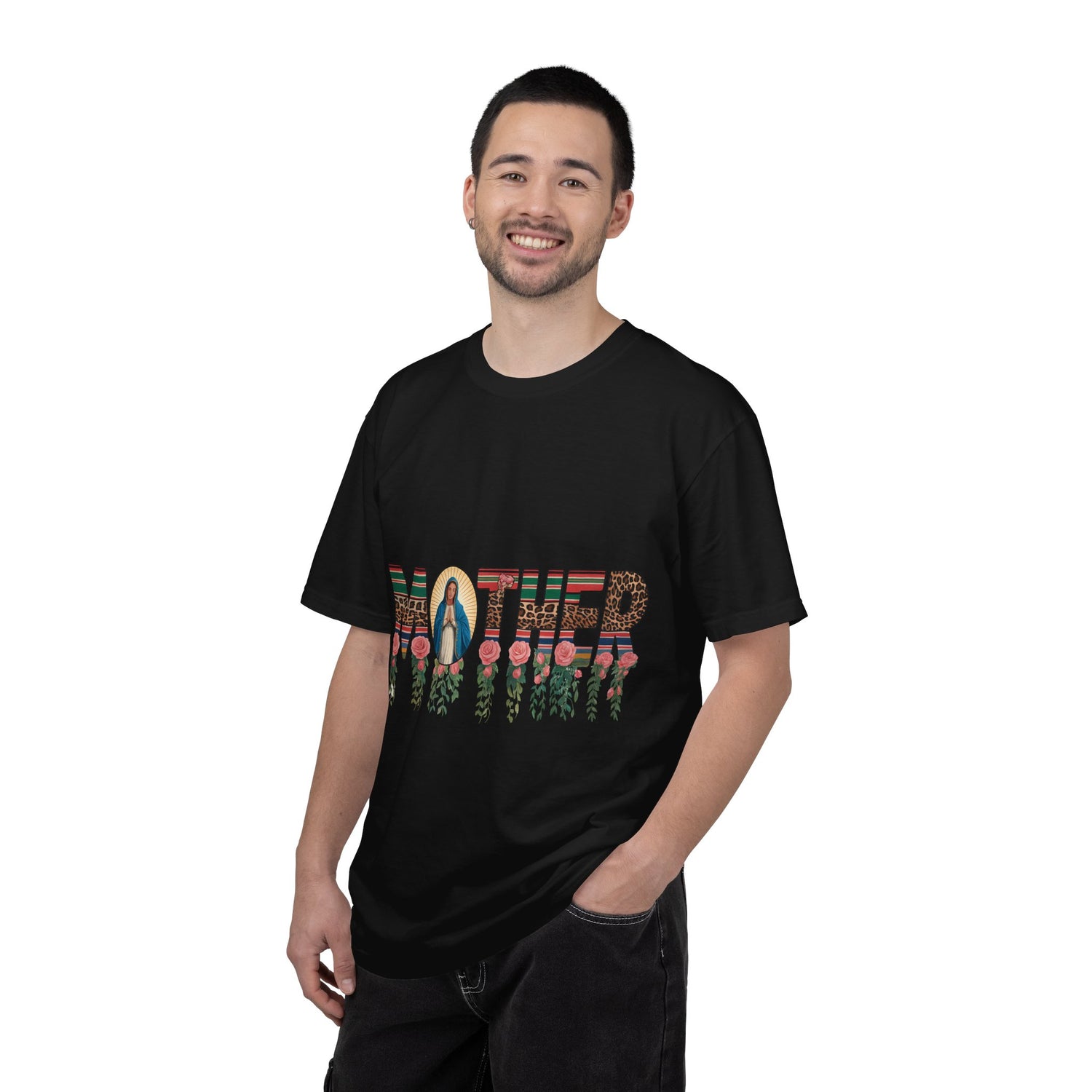 Mother Floral Graphic T‑Shirt — Virgen de Guadalupe Inspired